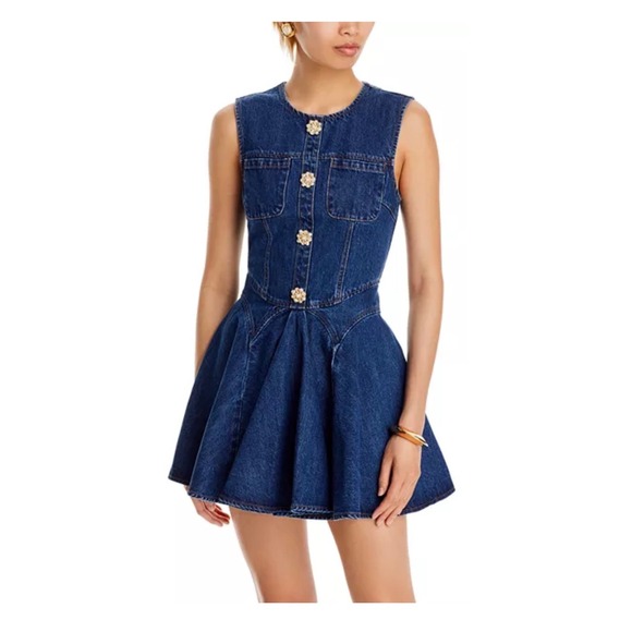 Self-Portrait Dresses & Skirts - Self-Portrait Skater Denim Mini Dress Button Fit Flare US 12 UK 16